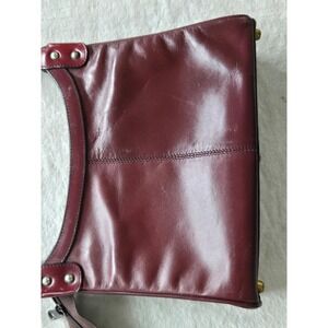 John Romain Vintage Burgundy Leather Crossbody Shoulder Bag Gold Hardware France